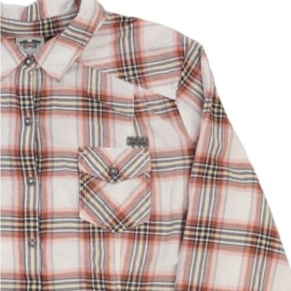 Harley Davidson Plaid Checked Long Sleeve Studded Graphic Shirt Size M Moto - Picture 4 of 12